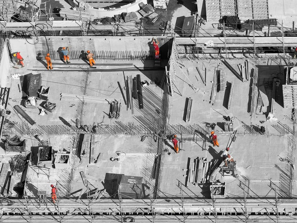 Chantier de gros œuvre vu du ciel